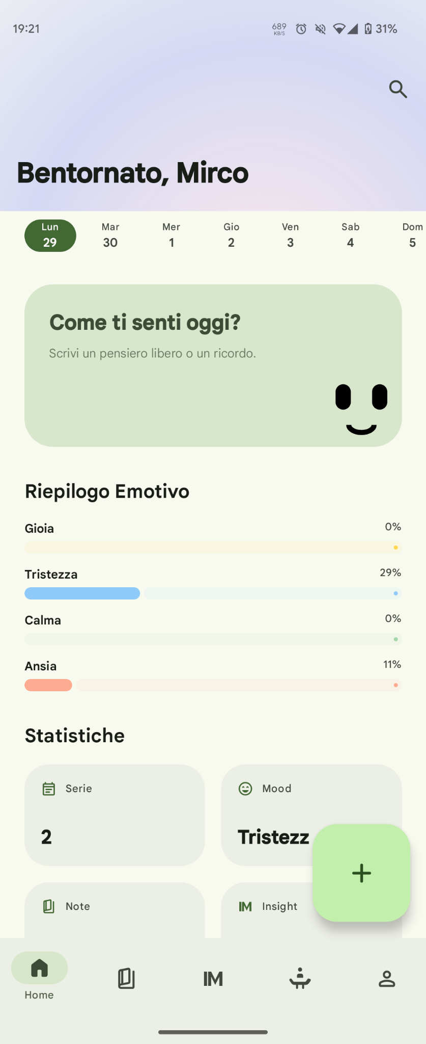 DearMI Schermata Principale Applicazione
